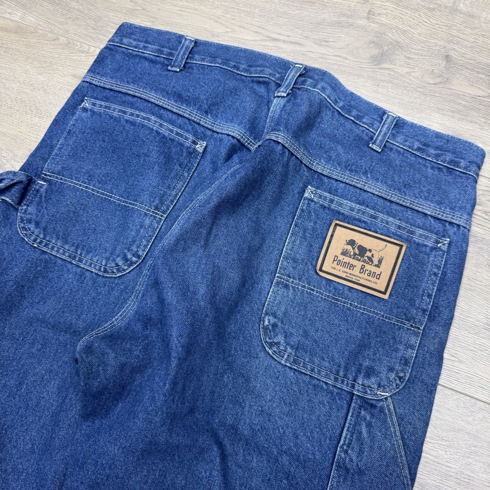 VTG Pointer Brand LC King Denim Blue Jeans Men's Sz 38 USA Made STAINS Farmer